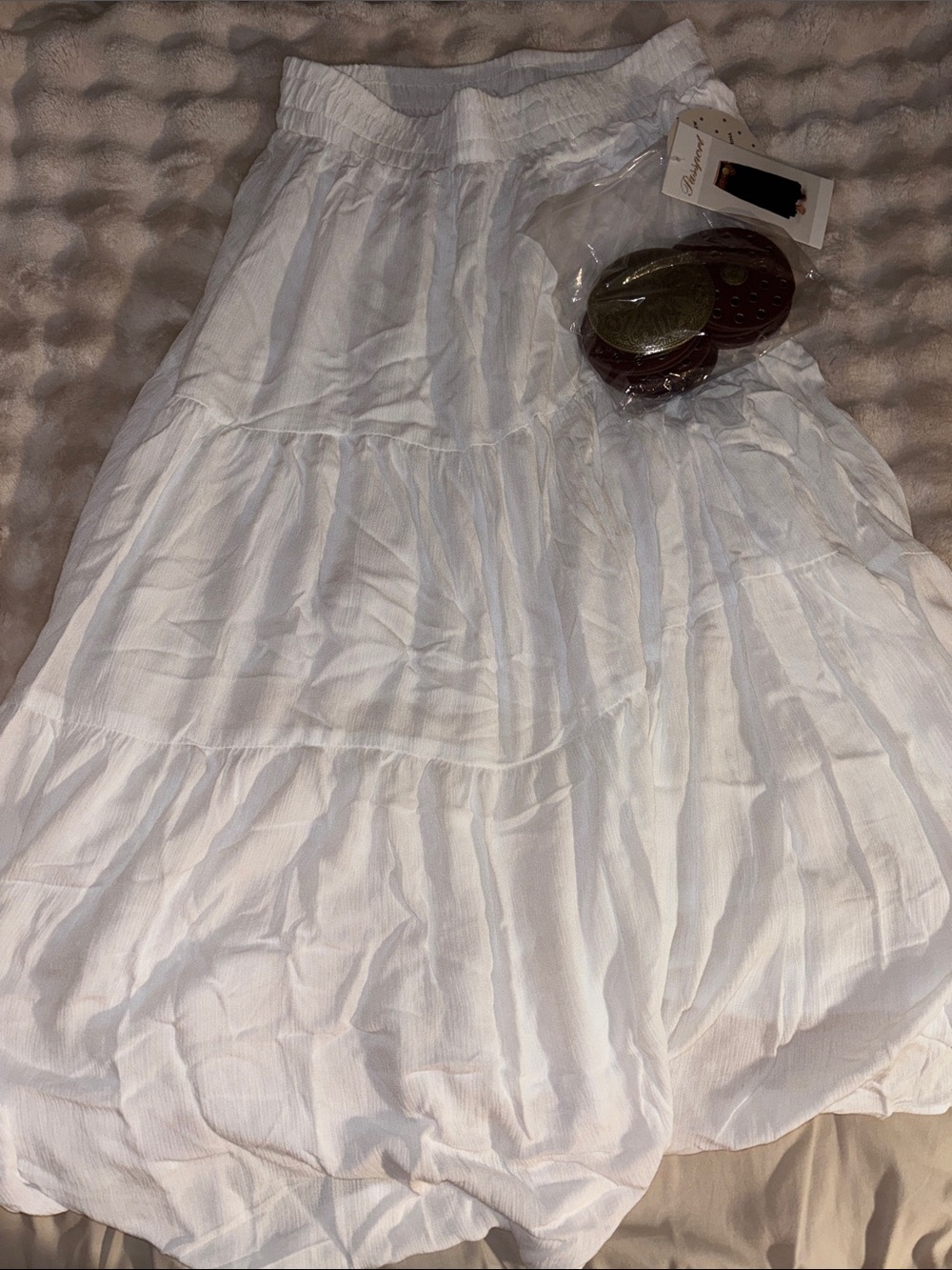 Passport White Tiered Maxi Skirt